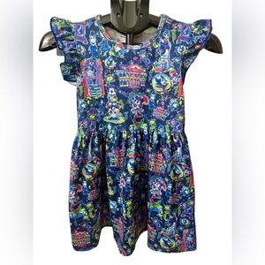 Girls Haunted Mansion Mashup Flutter Sleeve Dress